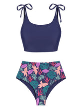 Floral-High-Waisted-Tie-Shoulder-Tankini-Blue